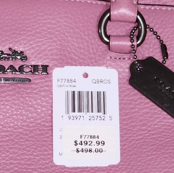 COACH Mia Pink Rose Leather Satchel/Crossbody, Like New - Picture 7 of 8